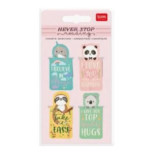 Never Stop Reading Magnetic Bookmarks (Pink Animals) by Legami