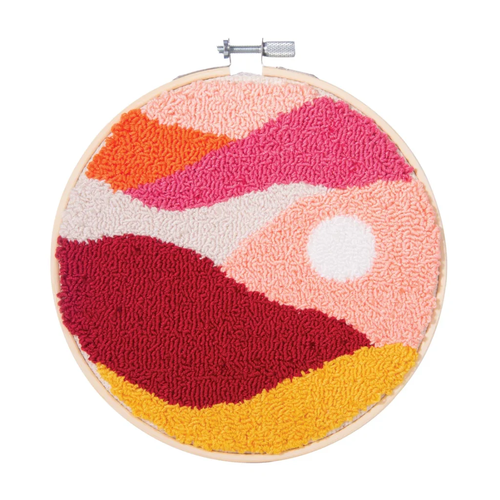 PINK ABSTRACT LANDSCAPE PUNCH NEEDLE KIT