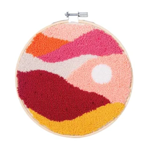 PINK ABSTRACT LANDSCAPE PUNCH NEEDLE KIT